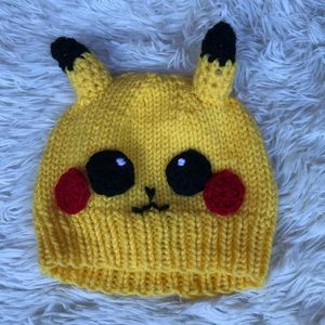 Hand knit pichachu beanie new